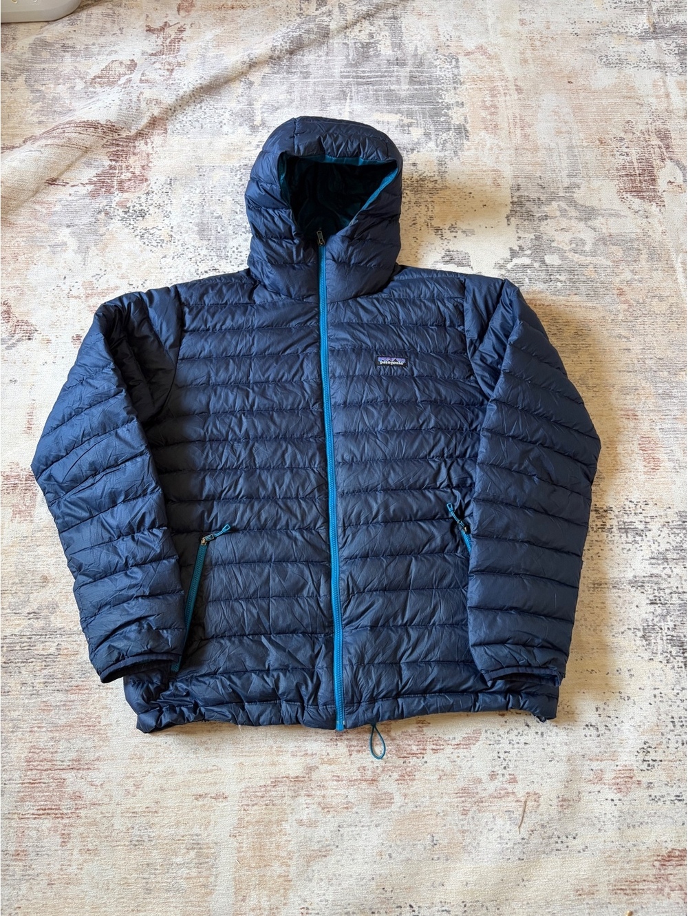 Patagonia micro puff hoodie jacket XL navy blue mens